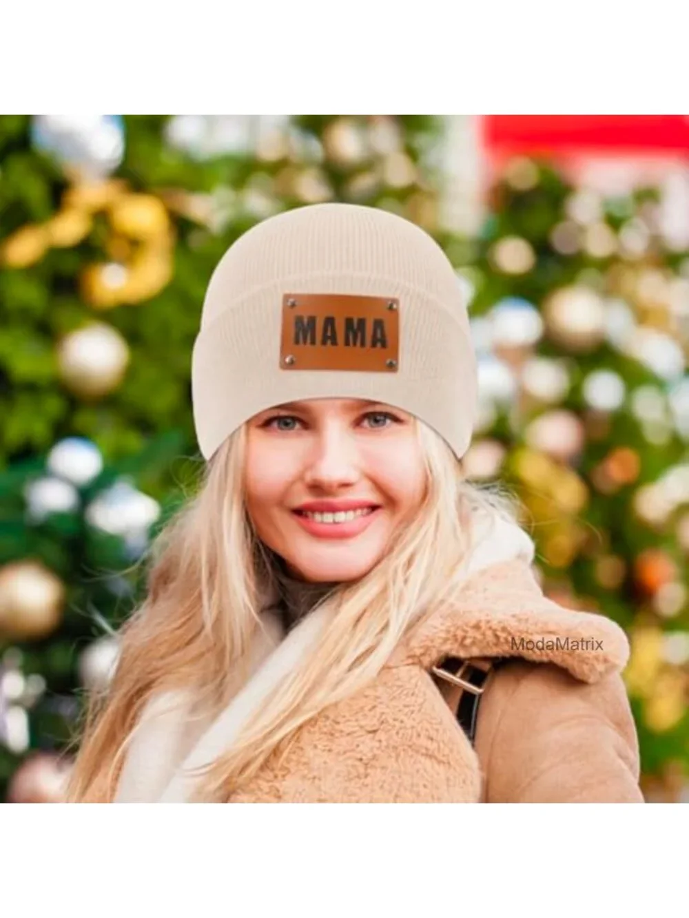 3 Pcs Parent-Child Beanie Hats with Leather Patch